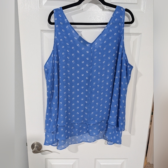 Lane Bryant Small Blue Tulip Swing Double-Layer Chiffon Tank in Size 20 - Picture 8 of 9